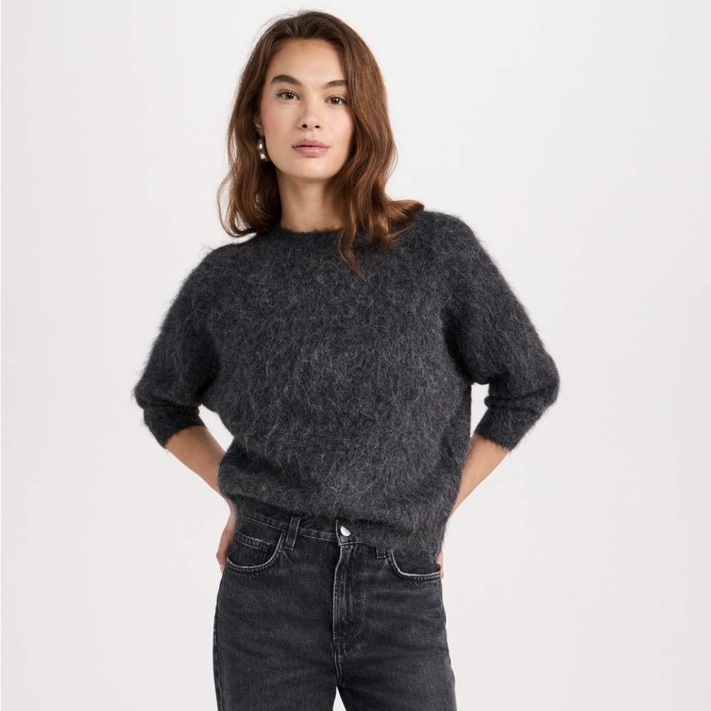Soft Fuzzy Crewneck Sweater - Charcoal Gray